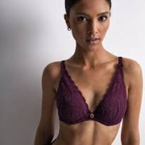 Aubade Paris New in box Rosessence plunge lux Triangle Lace Bra berry 36B NWT 🔥